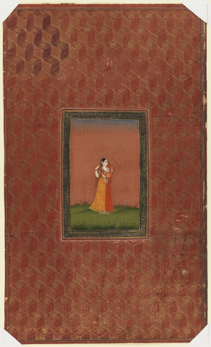 Standing woman, 1875-1900 (opaque w/c & gold on paper)