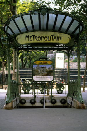 Metro station les Abbesses, Place des Abbesses, Paris 75018. Architect Hector Guimard (1867-1942).