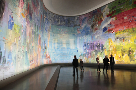 La Fee Electricite, in the Dufy room of the Musee d Art Moderne de la Ville de Paris, Avenue du President Wilson, Paris 75016. Architecture by Jean-Claude Dondel, Andre Aubert, Paul Viard and Marcel Dastugue, 1937. Painting by Artist Raoul Dufy (1877-1953) Photography 29/10/10