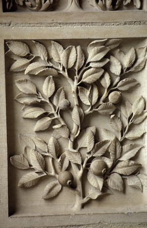 Portal of the Virgin of the Cathedrale Notre Dame de Paris, Paris 4. Construction from 1160, rehabilitation by Viollet Le Duc, 19th century.