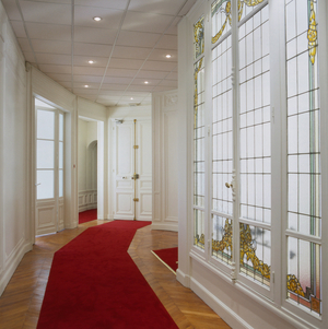 Ented in a Haussmann building (Interior of a Haussmann building), Paris.
