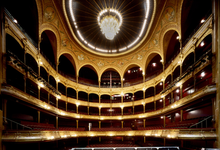 Le theatre du Chatelet, Place du Chatelet, Paris. Baron Eugene Haussmann (1809-1891) had Gabriel Davioud (1824-1881) built in 1862 the theatre du Cirque, the present Theatre du Chatelet and the theatre lyrique, the present theatre of the city to replace those on the boulevard du crime.