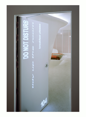 The floor signed by Zaha Hadid inside the hotel Puerta America, 41 Avenida America in Madrid, Spain. Architecture 2005. Photography 13/09/05