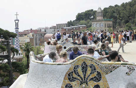 Parc Guell, Montana Pelada in Barcelona (Spain). Realisation 1900-1914, architect Antoni Gaudi i Cornet (1852-1926). Photography 10/09/08.
