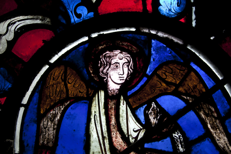 Made shortly after the middle of the 13th century, the roses of transpt are works of exeption, exceeding in diameter all those produced by the French Gothic. This is the representation of an angel. Notre Dame de Paris Cathedrale Notre Dame de Paris - Paris 4 - XIIIth, XIIIth, XIXeme, rehabilitation by Viollet-le-Duc -
