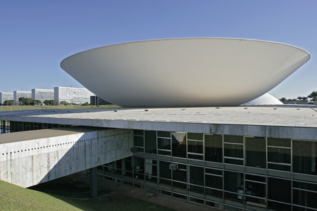 The dome of the National Assembly, House of Deputes in Brasilia (Brazil). Realisation 1960, architect Oscar Niemeyer. Photography 18/04/07.