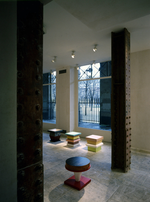 Galerie Yves Gastou, rue Bonaparte, Paris 75006. Architecture by Ettore Sottsasss.