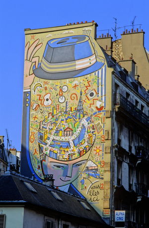 Wall painted in Paris 10 by Francois Boisrond, Rue de l'Aqueduc