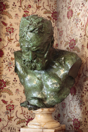 Victor Hugo's bust in La Maison de Victor Hugo, in the Hotel Rohan-Guemenee (Rohan Guemenee), 6 place des Vosges, Paris 75004. Architecture by Isaac Arnaud, 1605.