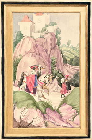 Odo and Heinrich Tekelden in 1500, plate VIII from 'The House of Tekelden', 1945 (pen & ink and w/c on paper)