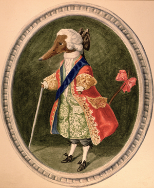 Ludovic Tekelden in 1790, plate XXI from 'The House of Tekelden', 1945 (pen & ink and w/c on paper)