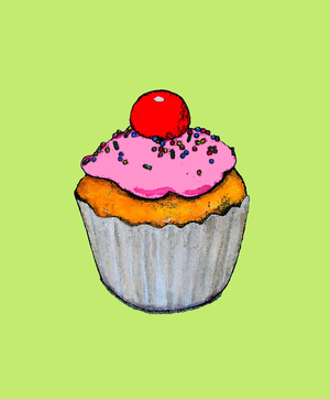 Cupcake, 2005 (oil sticks & ink on paper)