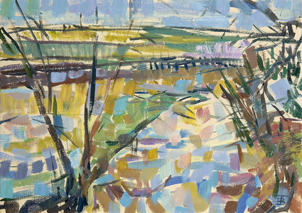 The Flooded Cherwell from Rousham I (oil on canvas)