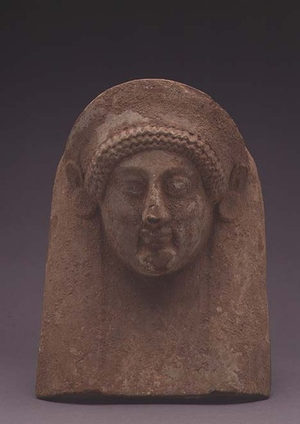 'Rhodian' mask of a female, Greek, Phoenicia, 6th century BC