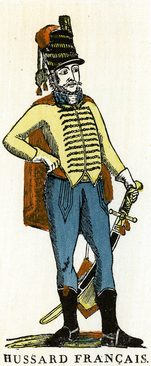 Costume of a French Hussard, 19th century (Epinal print)