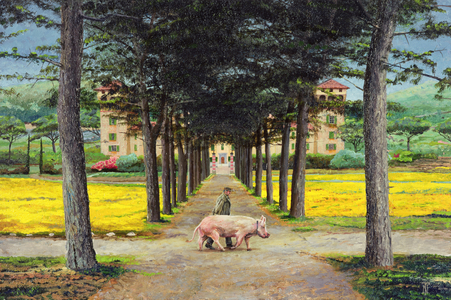 Big Pig, Pistoia, Tuscany (oil on canvas)