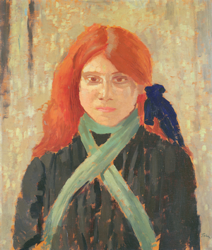 Bessie Bighead receives a stolen kiss amid the farmyard cows, 2007 (acrylic on panel)