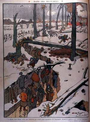 'In the Trenches', illustration from 'Le Rire', 1915 (litho)