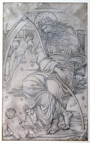 Saturn, from 'The Planets' a series of window designs (charcoal & chalk on paper)