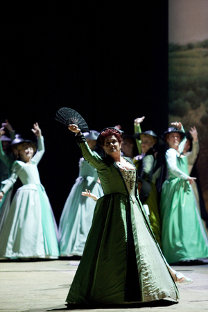 Luciana d'Intino interpreting the Princess Eboli. Don Carlo, opera by Giuseppe Verdi at the Opera Bastille, Paris, February 2010. Orchestre et choreurs de l'Opera de Paris directed by Carlo Rizzi and directed by Graham Vick. Photography