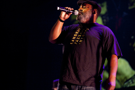 Concert by David Murray, saxophonist with The Roots and The Last Poets. Grande Halle de la Villette, Paris. Photography festival jazz a la villette 2010