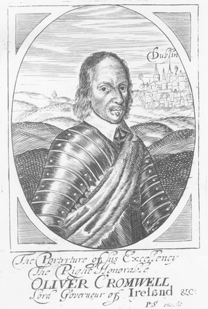 Oliver Cromwell (1599-1658) c.1650 (engraving) (b/w photo)