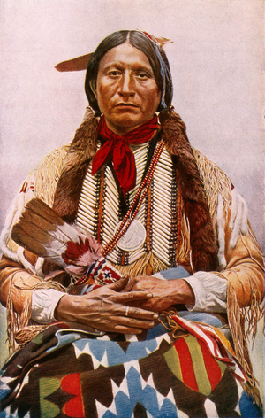 Seated Indian Chief (colour litho)