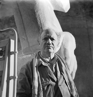 Portrait of Sir Jacob Epstein (1880-1959) (b/w photo)