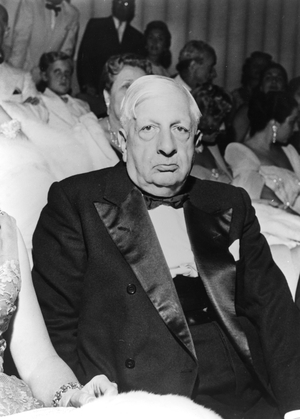 Giorgio de Chirico at the Venice Film Festival, 1957 (b/w photo)