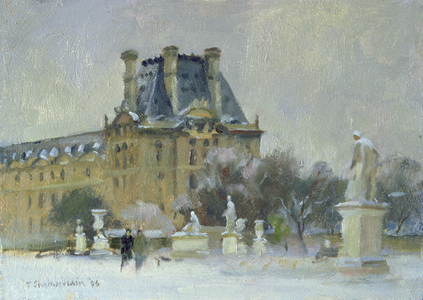 Snow in the Tuilleries, Paris, 1996 (oil on canvas)