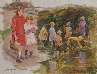 Two sketches, on the left for 'The Wayside Smithy'