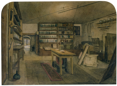 Faraday's Electro-magnetic Laboratory, 1852 (w/c on paper)