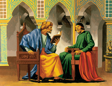 Representation of Averroes (or Abu al-Walid Muhammad ibn Rusd) (1126 - 1198), Arab philosopher and doctor
