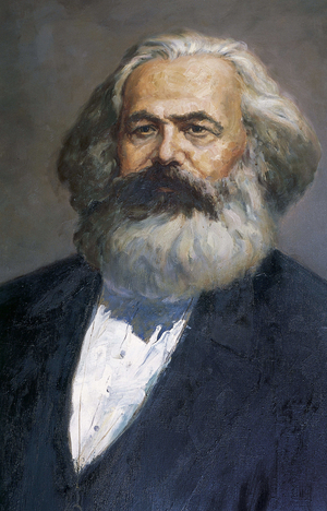 Portrait de Karl Marx (1818-1883), theoricien du socialisme et revolutionnaire allemand. Peinture anonyme. Collection privee lithuanienne.