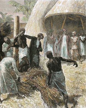 The Prisoner of Uavuma (engraving) (later colouration)