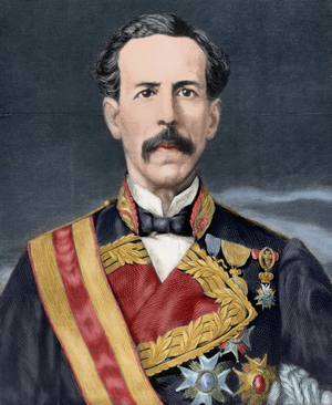 Portrait of Joaquin Jovellar Soler (1819-1892), military and president of Spain in 1875 - Colorised engraving by C. Roberts, 19th century - Joaquin Jovellar Soler (1819-1892), Militar and President of Spain in 1875 - Engraving by C.Roberts, Colored