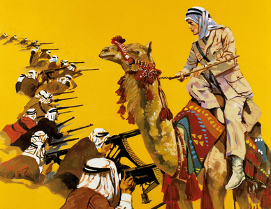 Representation de Thomas Edward Lawrence (Laurence d'Arabie) (1888-1935), militaire et agent politique britannique, qui fut a l'origine de la revolte arabe contre les turcs.