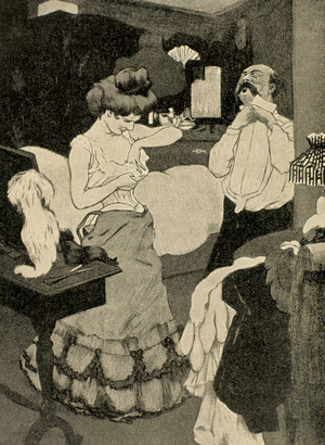 “Gee! I just found the official's monocle! "” : satirical illustration from the magazine “Simplicissimus”, drawing by F. von Reznicek, 1899.