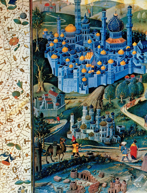 View of the city of Jerusalem in the 14th century. Miniature from 1400? B.N. Paris 153-011892