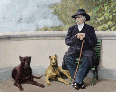 Otto von Bismarck at Friedrichsruhe (engraving) (later colouration)