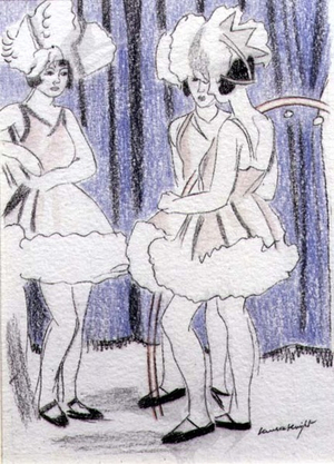 Dancing Girls (charcoal & w/c on paper)