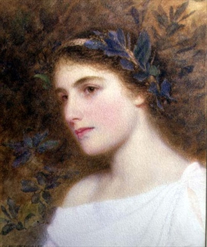 Girl with Laurel Headband (w/c on paper)