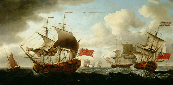 Ship of the Line Going About (oil on canvas)