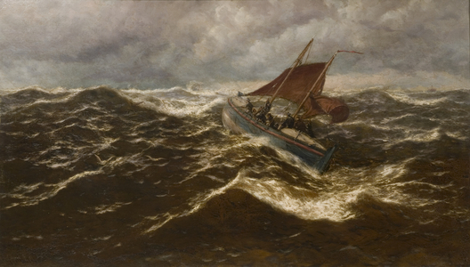 Away to the Goodwin Sands (Dover lifeboat) (oil on canvas)