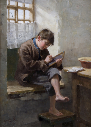 Home Lessons, 1887 (oil on canvas)
