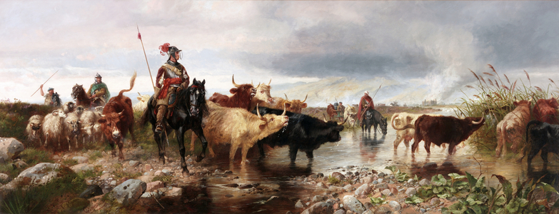 A Border Raid on an English Castle, 1880 (oil on canvas)