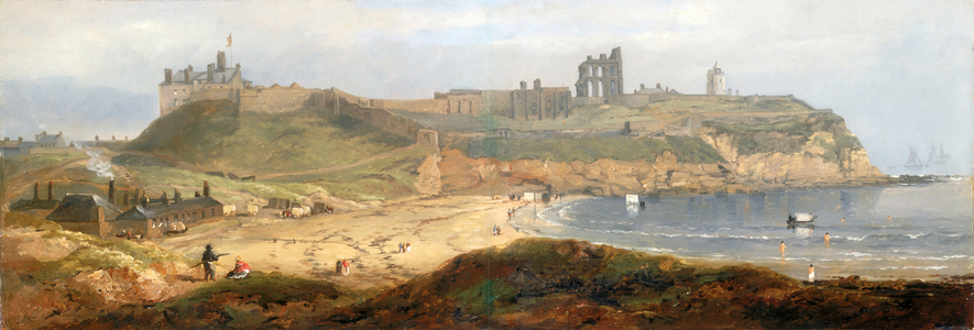 Priory and Castle, Tynemouth (oil on wood)