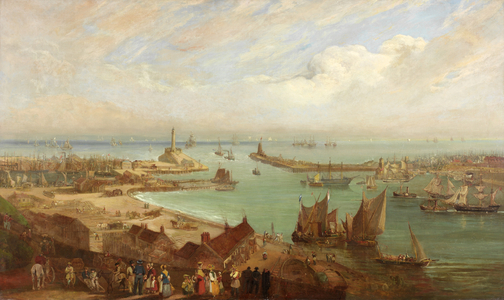 Sunderland Harbour from Roker, c.1850-c.1855 (oil on canvas)
