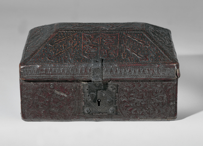 Rectangular casket (tooled and embossed red leather)