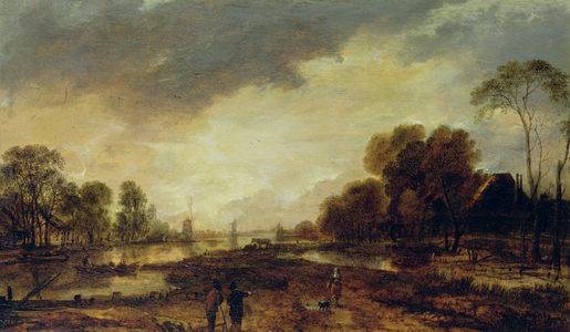 A River Scene: Evening, c.1648 (oil on oak panel)